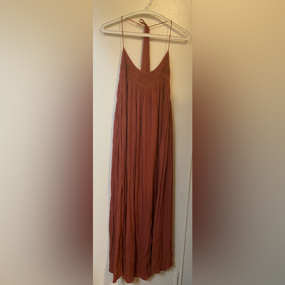 NWT Free‎ People Intimately EMBROIDERED ELAINE Red Gauzy Maxi Slip Dress XS - Picture 3 of 14